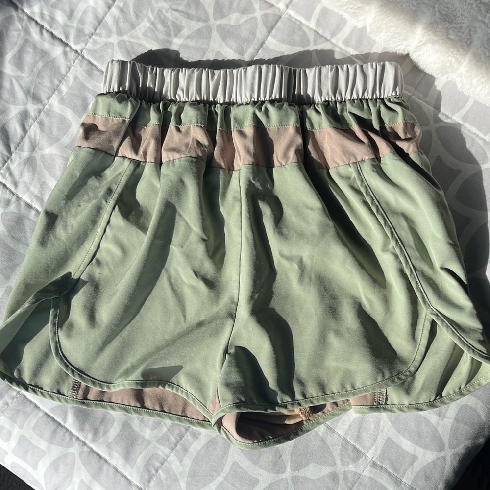 Green and Tan Athletic Shorts